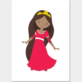 African American Princess, Queen, Crown, Red Dress Posters and Art